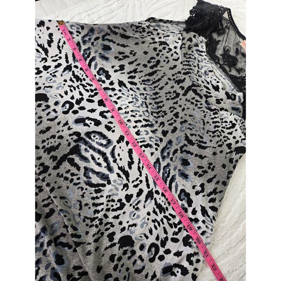 Essence EUC snow leopard assymetrical hem lace sleeveless dress One Size black - Picture 13 of 16